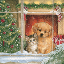 Hund & Katze Weihnachtsmorgen Christmas Morning  33er...